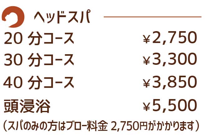 ヘッドスパ料金